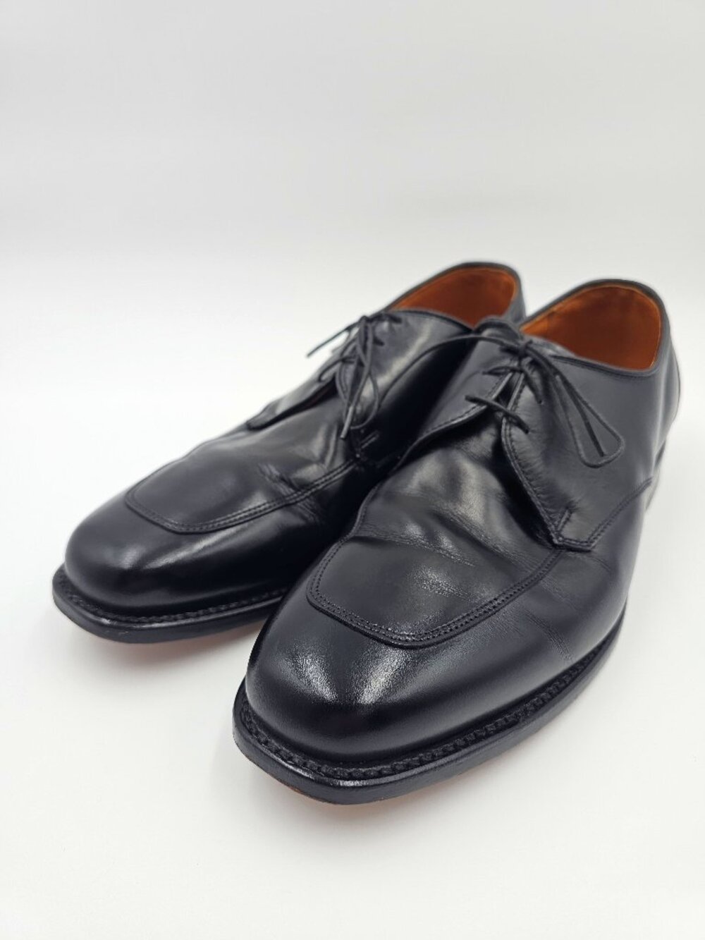 Allen Edmonds Burton Black Apron Toe Derby Oxford Dress Shoes Mens Size 10.5D